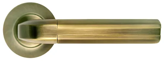 Ручка дверная МОЗАИКА MH-11 MAB/AB раздельная на круглой розетке, цвет бронза/ант.бронза, ЦАМ