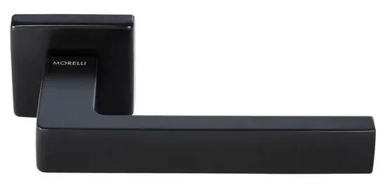 Ручка дверная HORIZONT S5 NERO раздельная на квадратной розетке, цвет черный, ЦАМ
