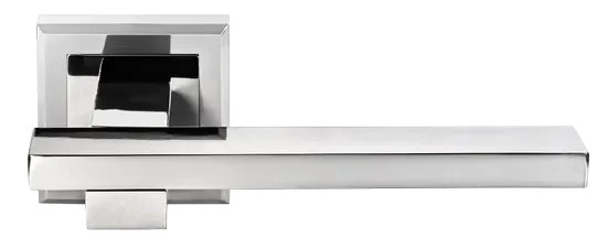 Ручка дверная SHAPE MH-38 SC/CP-S раздельная на квадратном основании, цвет мат.хром/хром, ЦАМ Light