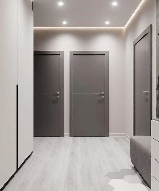 Дизайн интерьера с серыми дверями