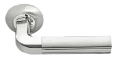 Ручка дверная МОЗАИКА MH-11 SN/CP раздельная на круглой розетке, цвет бел.никель/хром, ЦАМ
