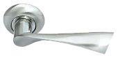 Ручка дверная КАПЕЛЛА MH-01 SN раздельная на крулой розетке, цвет белый никель, ЦАМ