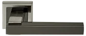 Ручка дверная PIQUADRO MH-37 SN/BN-S раздельная на квадратной накладке, цвет бел. никель/черн. никель, ЦАМ Light
