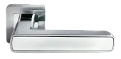 Ручка дверная FLEX MH-44 SC/CP-S55 раздельная на квадратной накладке, цвет матовый хром/хром, ЦАМ Light