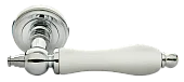 Ручка дверная MART MH-42-CLASSIC PC/W на круглом основании, цвет хром/белый, ЦАМ