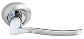 Ручка дверная ФОНТАН MH-04 SN/CP раздельная на круглой розетке, цвет бел. никель/хром, ЦАМ