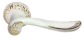 Ручка дверная GIUSEPPE MH-22-CLP W/PG раздельная на круглом основании, цвет белая эмаль/золото, ЦАМ